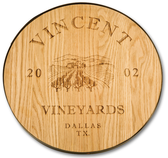 Oak 18 inch Round Personalized Lazy Susan with Galvanized Band